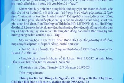 CHUNG TAY ỦNG HỘ ĐỒNG BÀO BỊ ẢNH HƯỞNG DO CƠN BÃO SỐ 3 ( YAGI )